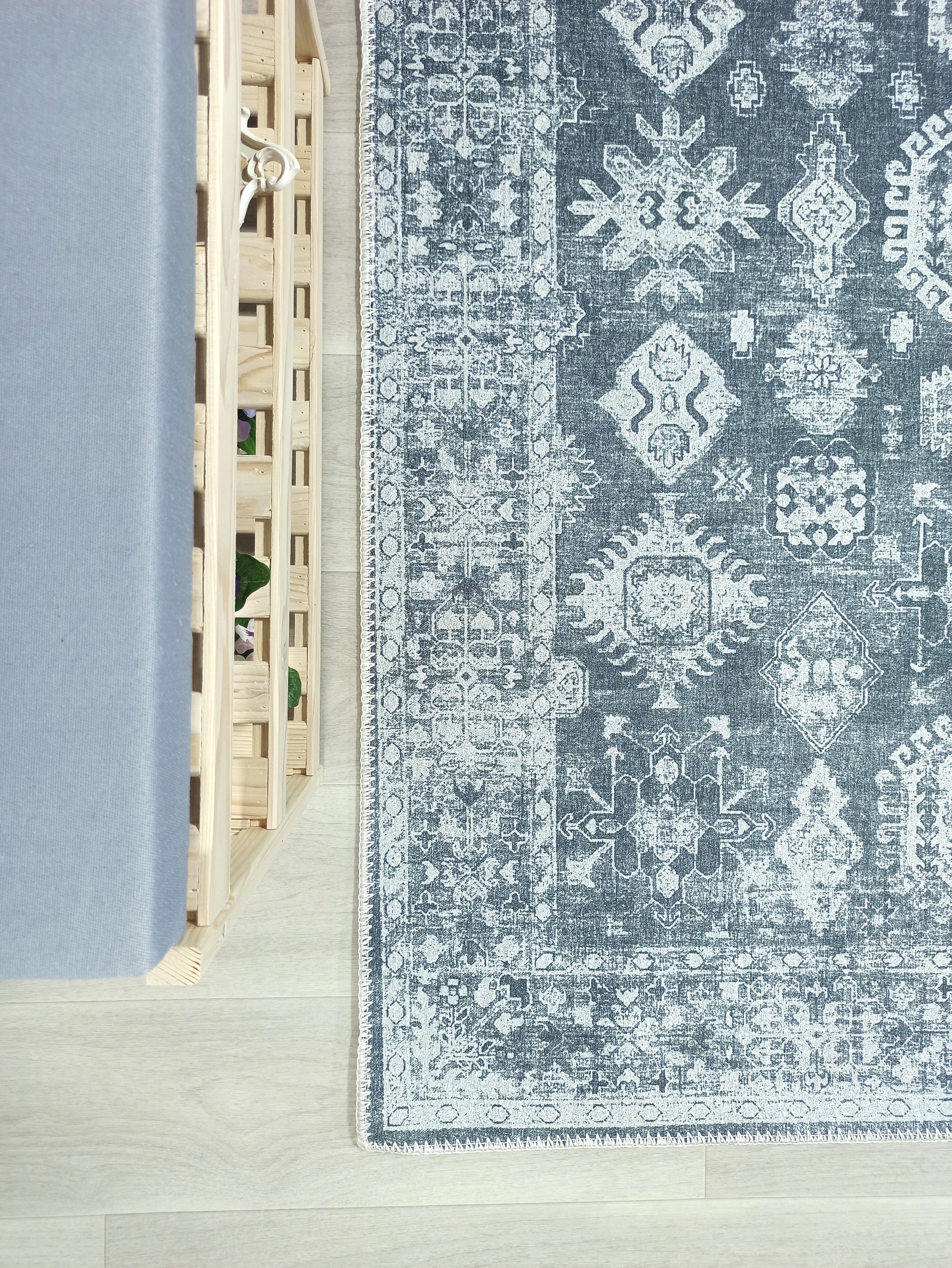 Turkish Vintage Distressed Gray Rug