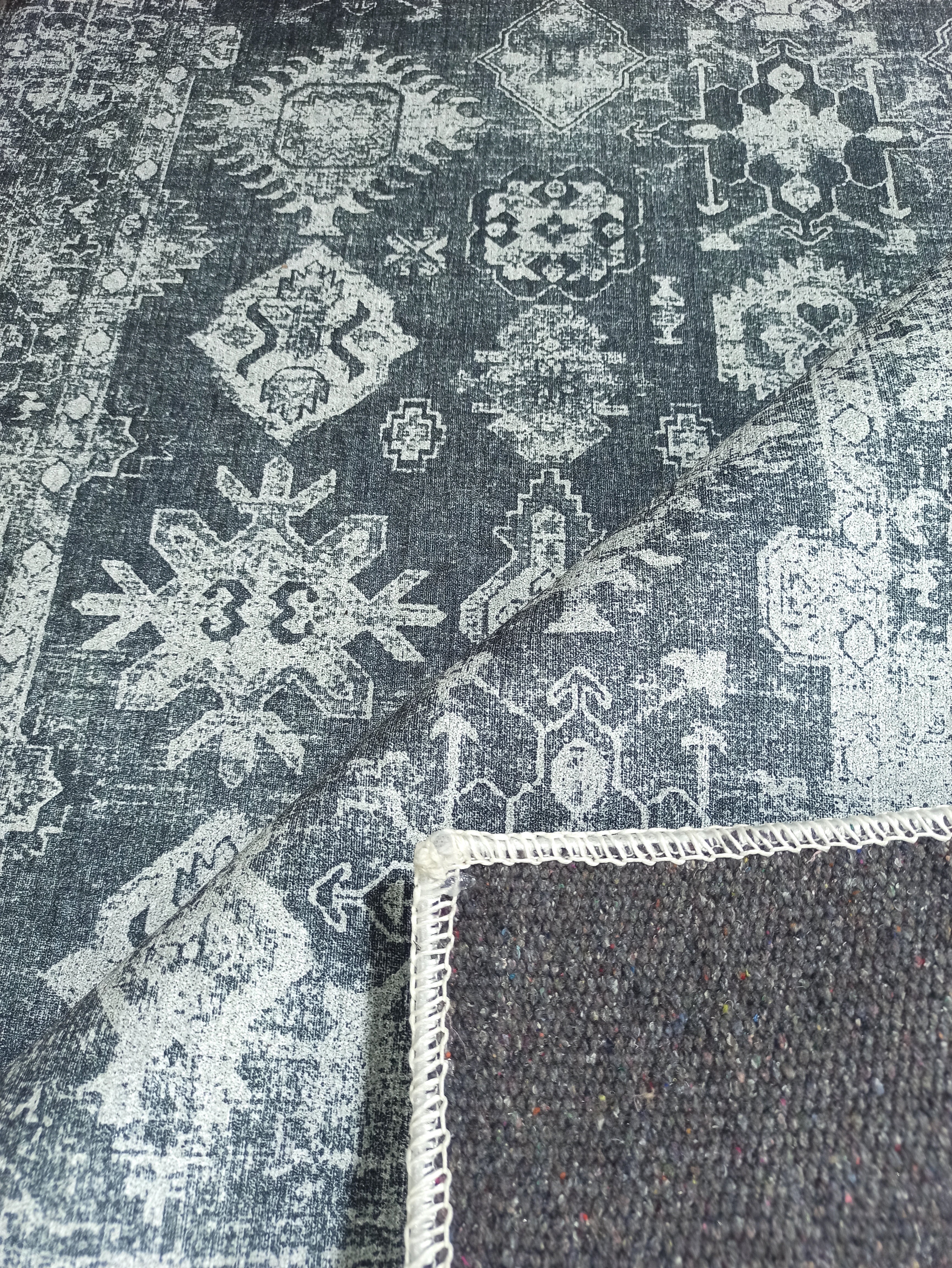 Turkish Vintage Distressed Gray Rug
