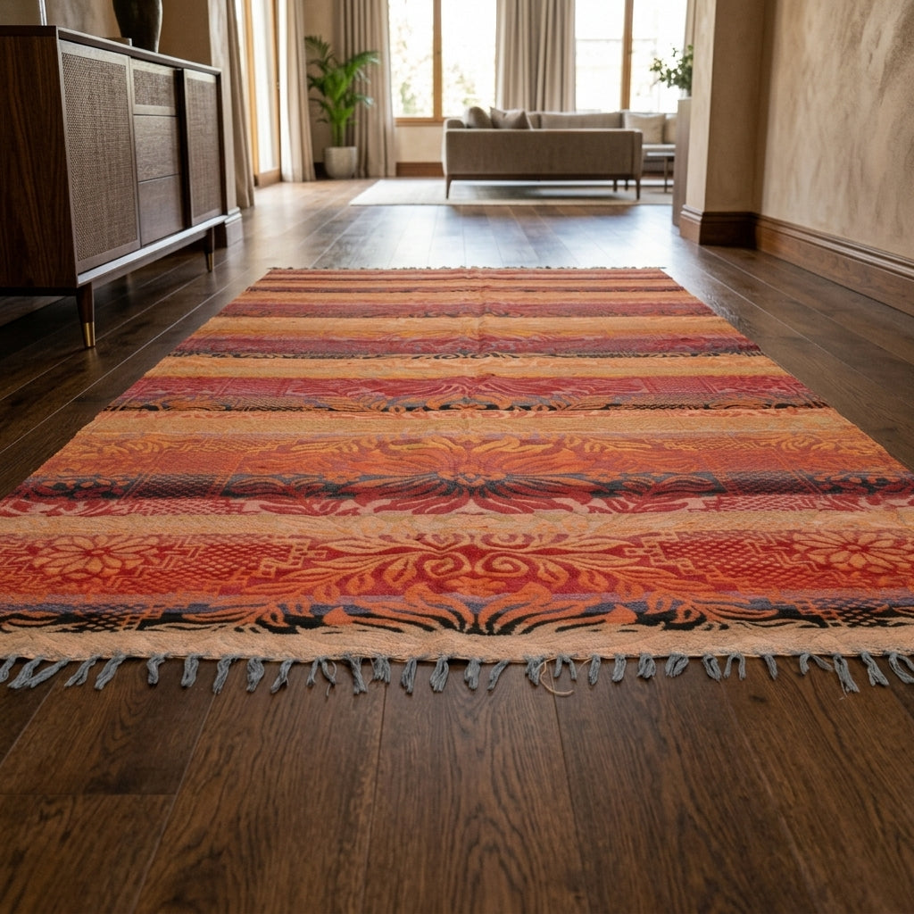 Oriental pattern on the Anthodoxe vintage kilim rug – handwoven flatweave in Anatolia, Turkey