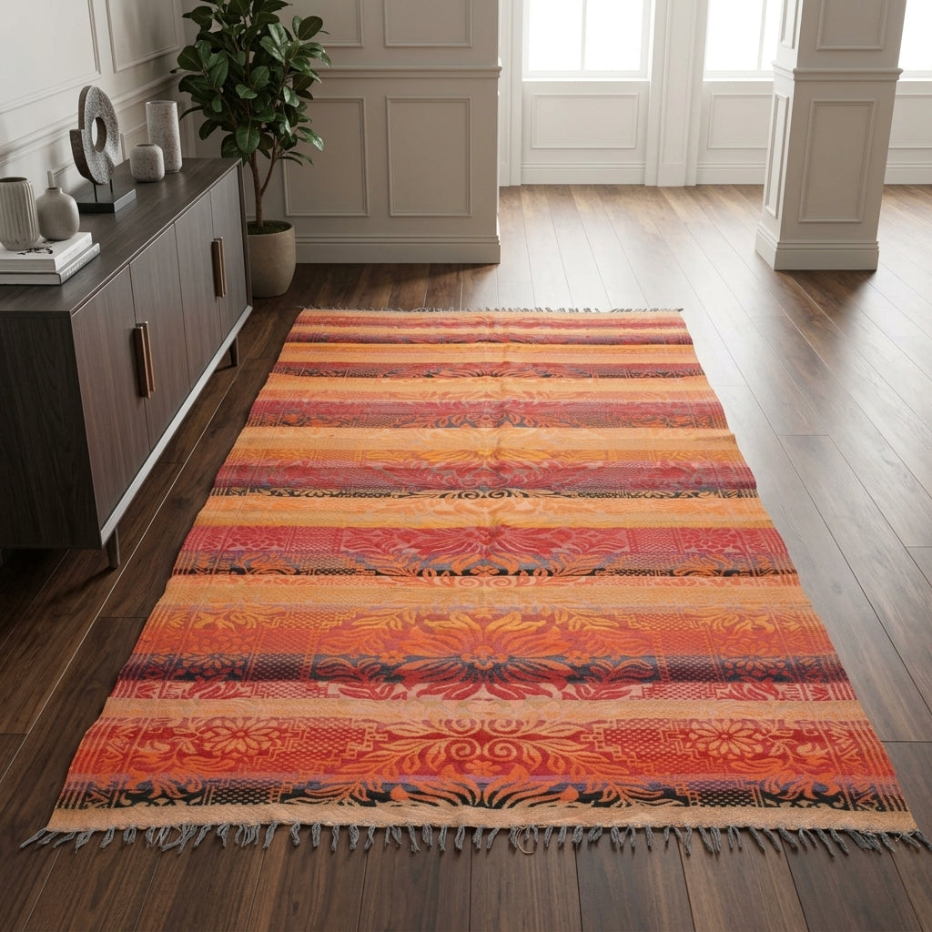 Oriental pattern on the Anthodoxe vintage kilim rug – handwoven flatweave in Anatolia, Turkey