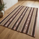 Oriental pattern on the Alevban vintage kilim rug – handwoven flatweave in Anatolia, Turkey