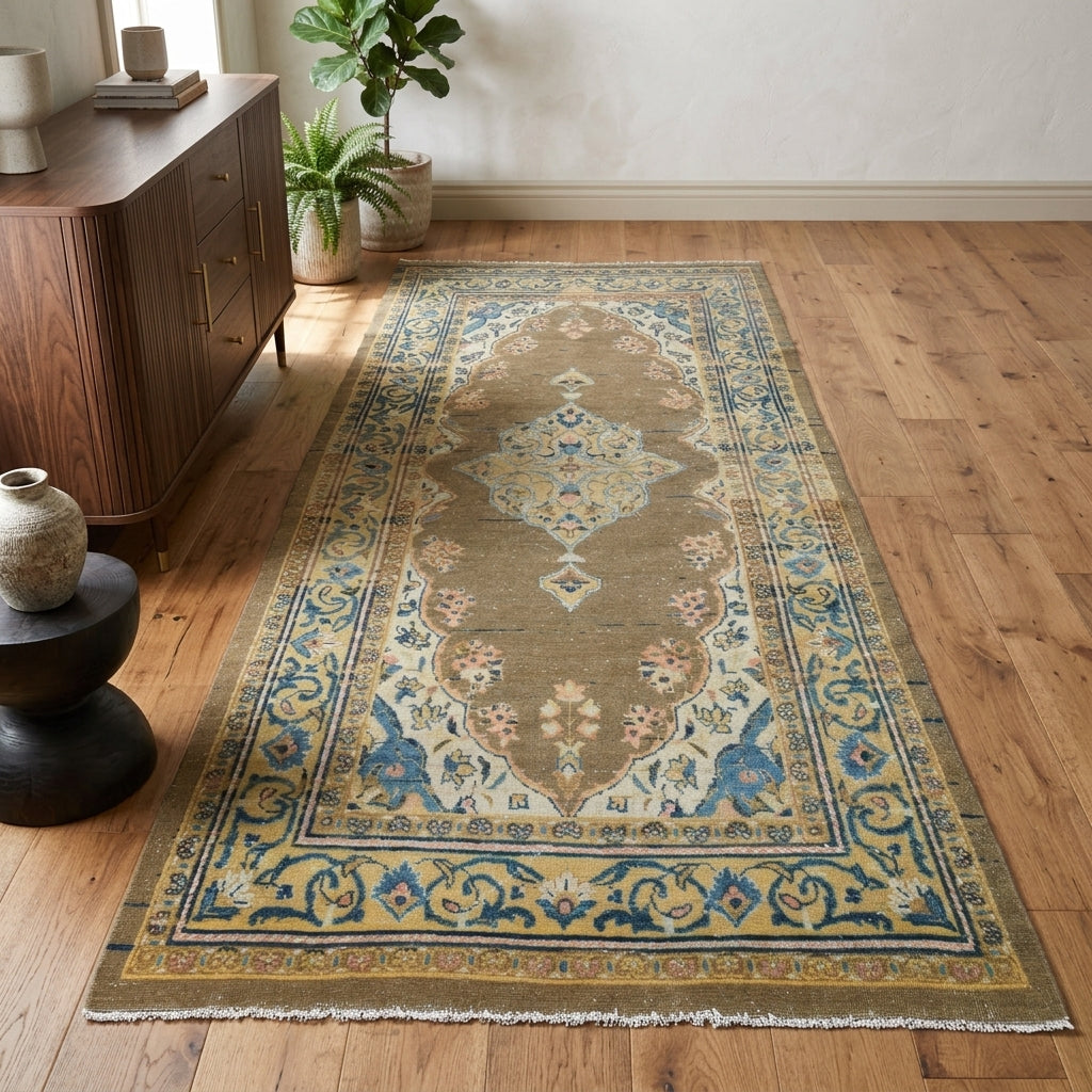Oriental pattern on the Philophone vintage runner rug – handmade in Anatolia, Turkey
