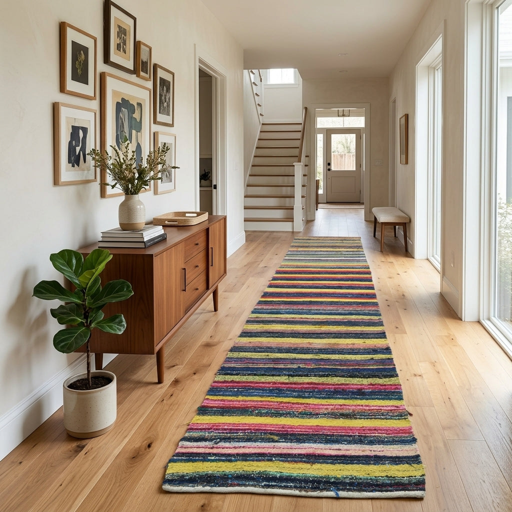 Striped pattern on the Ketino vintage kilim runner rug – handwoven flatweave in Anatolia, Turkey