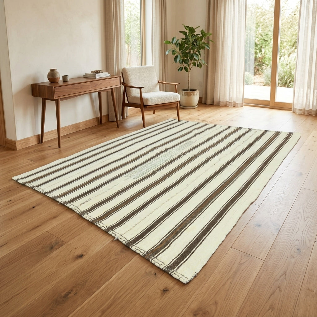 Oriental pattern on the Tiftiknur vintage kilim rug – handwoven flatweave in Anatolia, Turkey