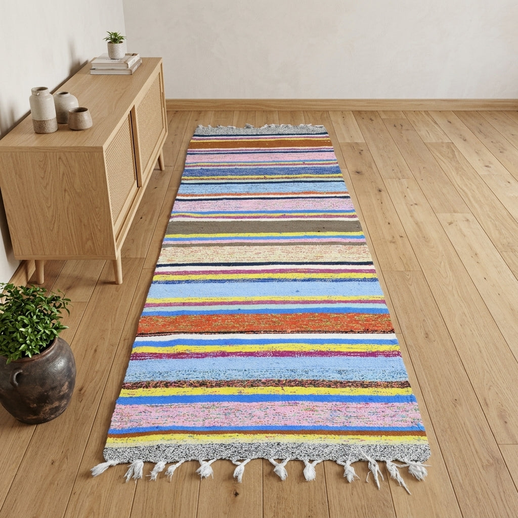 Oriental pattern on the Phaenodike vintage kilim runner rug – handwoven flatweave in Anatolia, Turkey