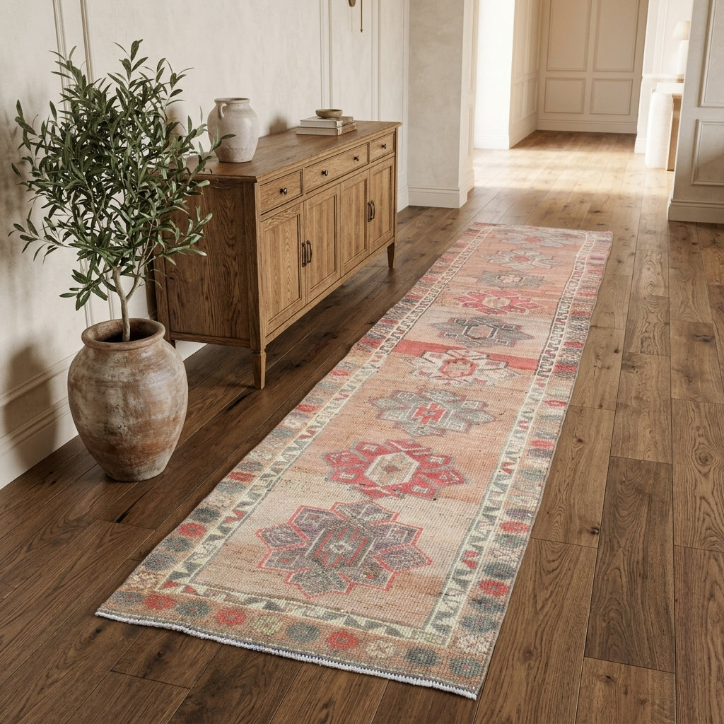 Oriental pattern on the Oykucihan vintage runner rug – handmade in Anatolia, Turkey