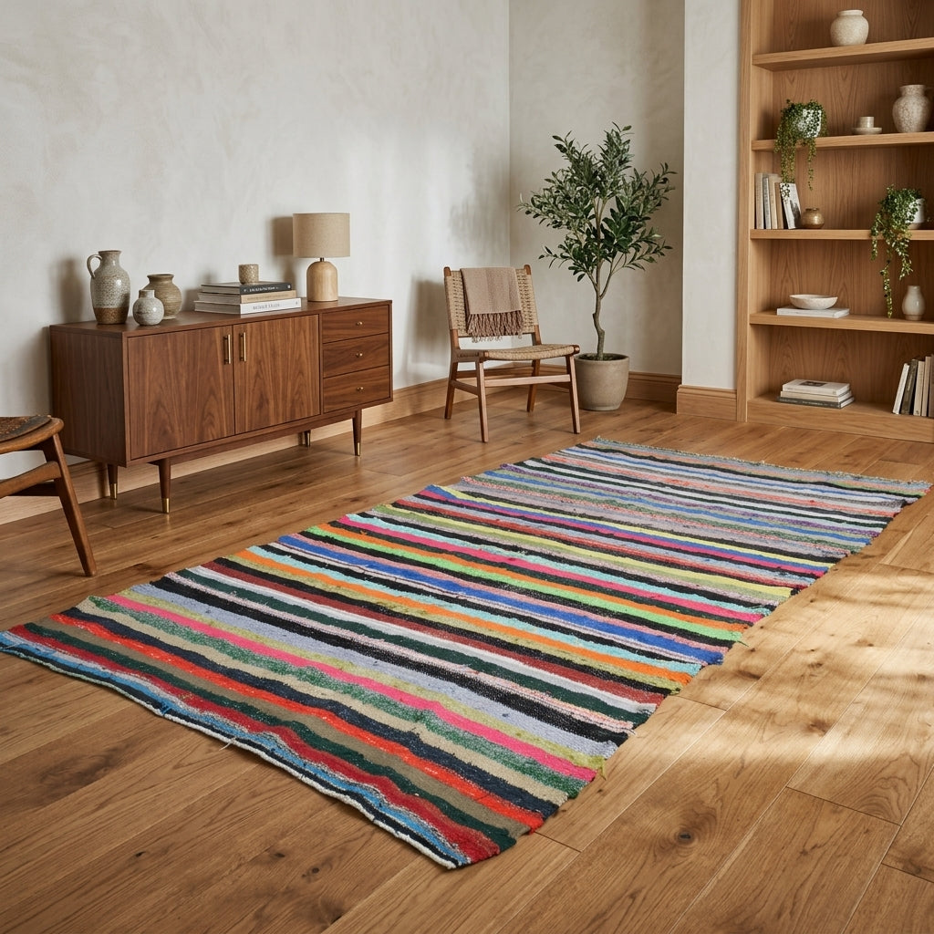 Oriental pattern on the Akcaynur vintage kilim rug – handwoven flatweave in Anatolia, Turkey