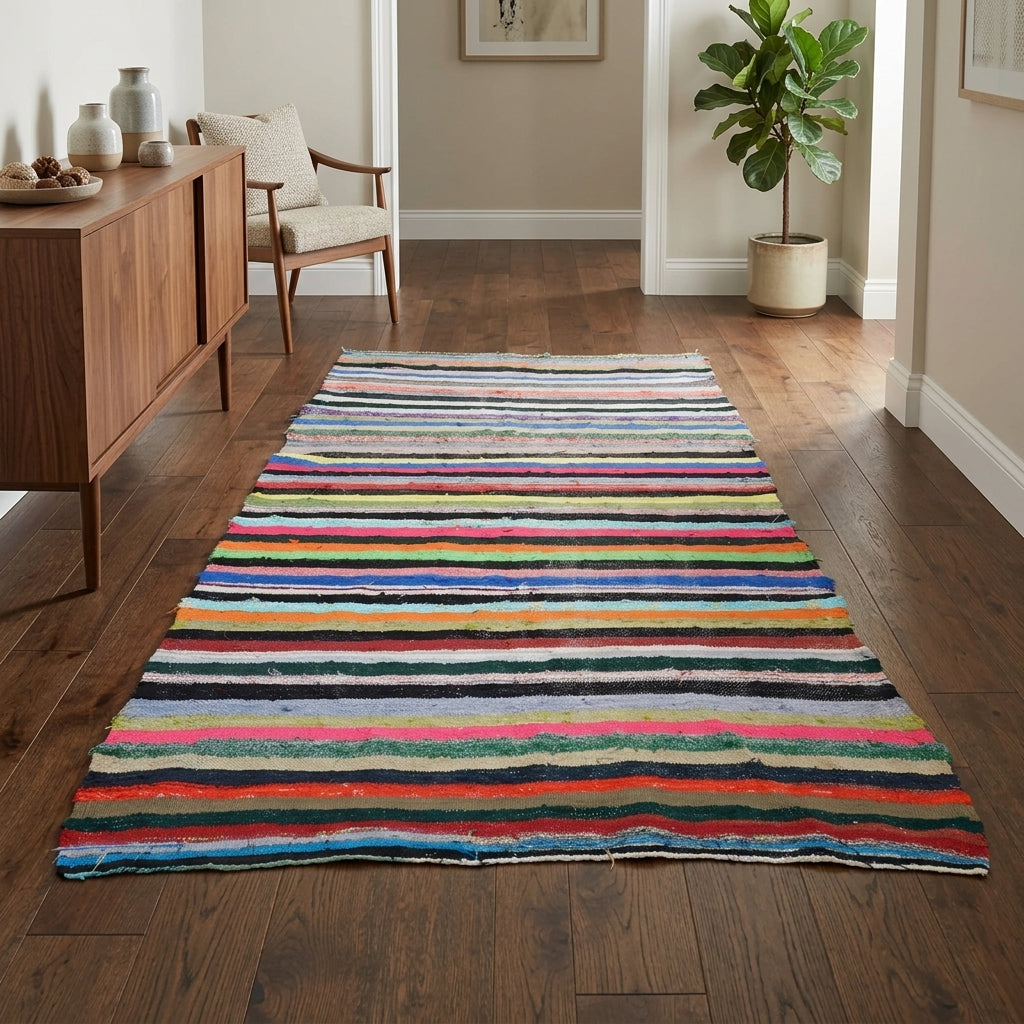 Oriental pattern on the Akcaynur vintage kilim rug – handwoven flatweave in Anatolia, Turkey