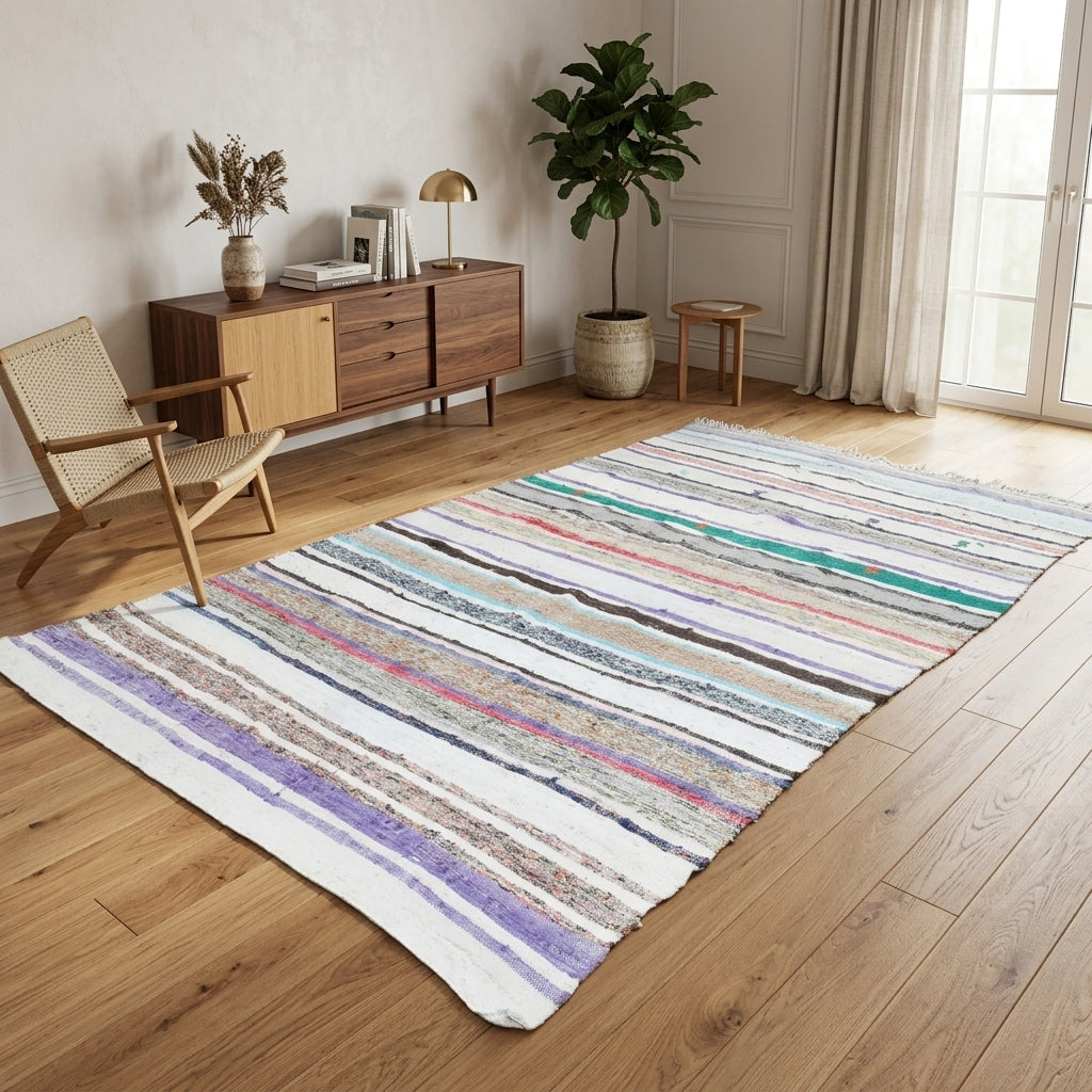 Oriental pattern on the Akasya vintage kilim rug – handwoven flatweave in Anatolia, Turkey