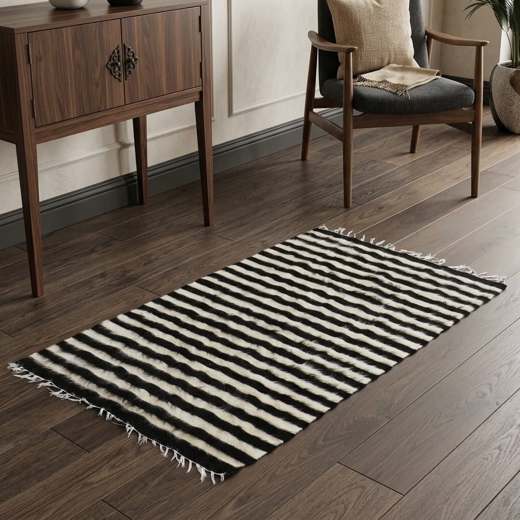 Oriental pattern on the Selvipare vintage kilim rug – handwoven flatweave in Anatolia, Turkey