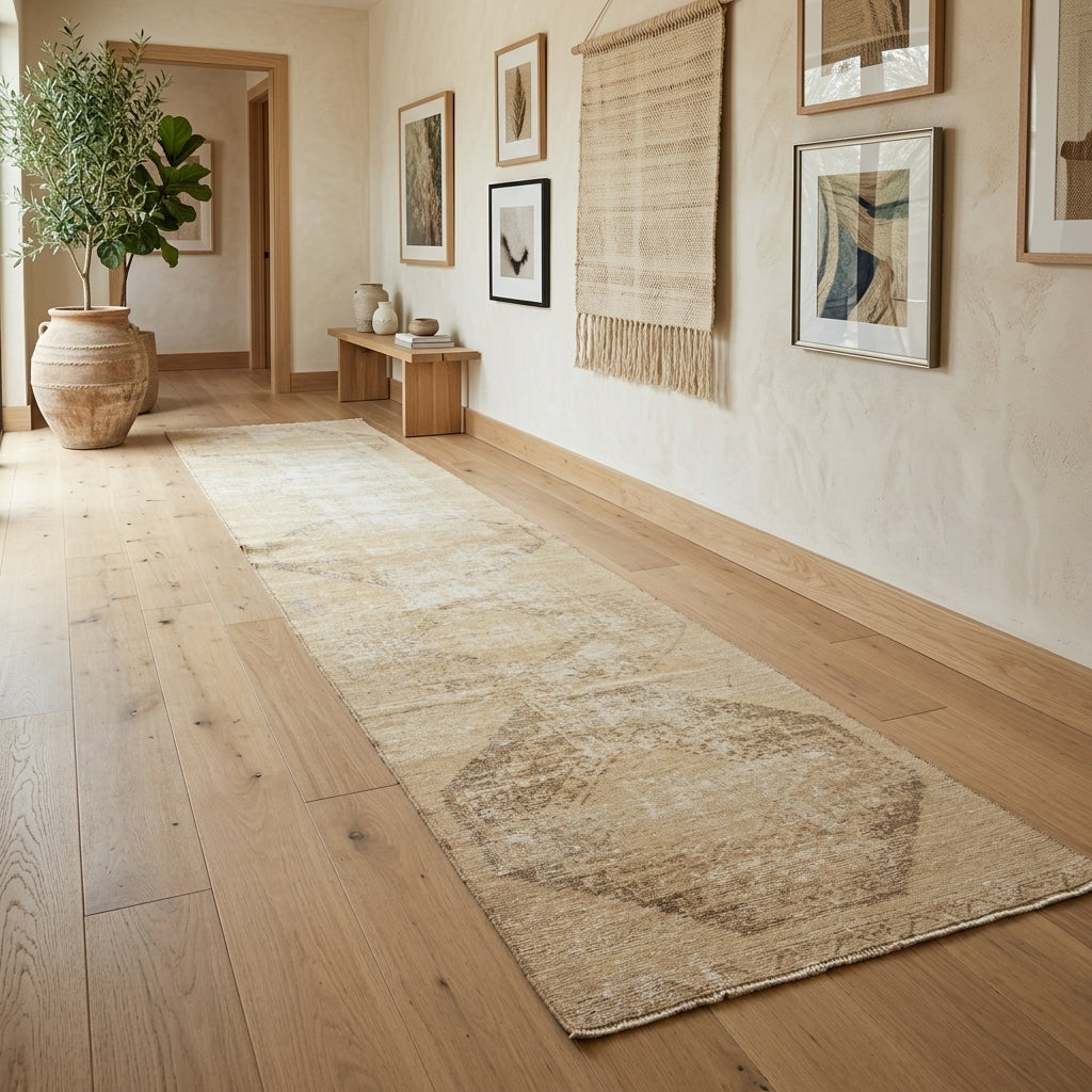 Oriental pattern on the Selvimelek vintage runner rug – handmade in Anatolia, Turkey