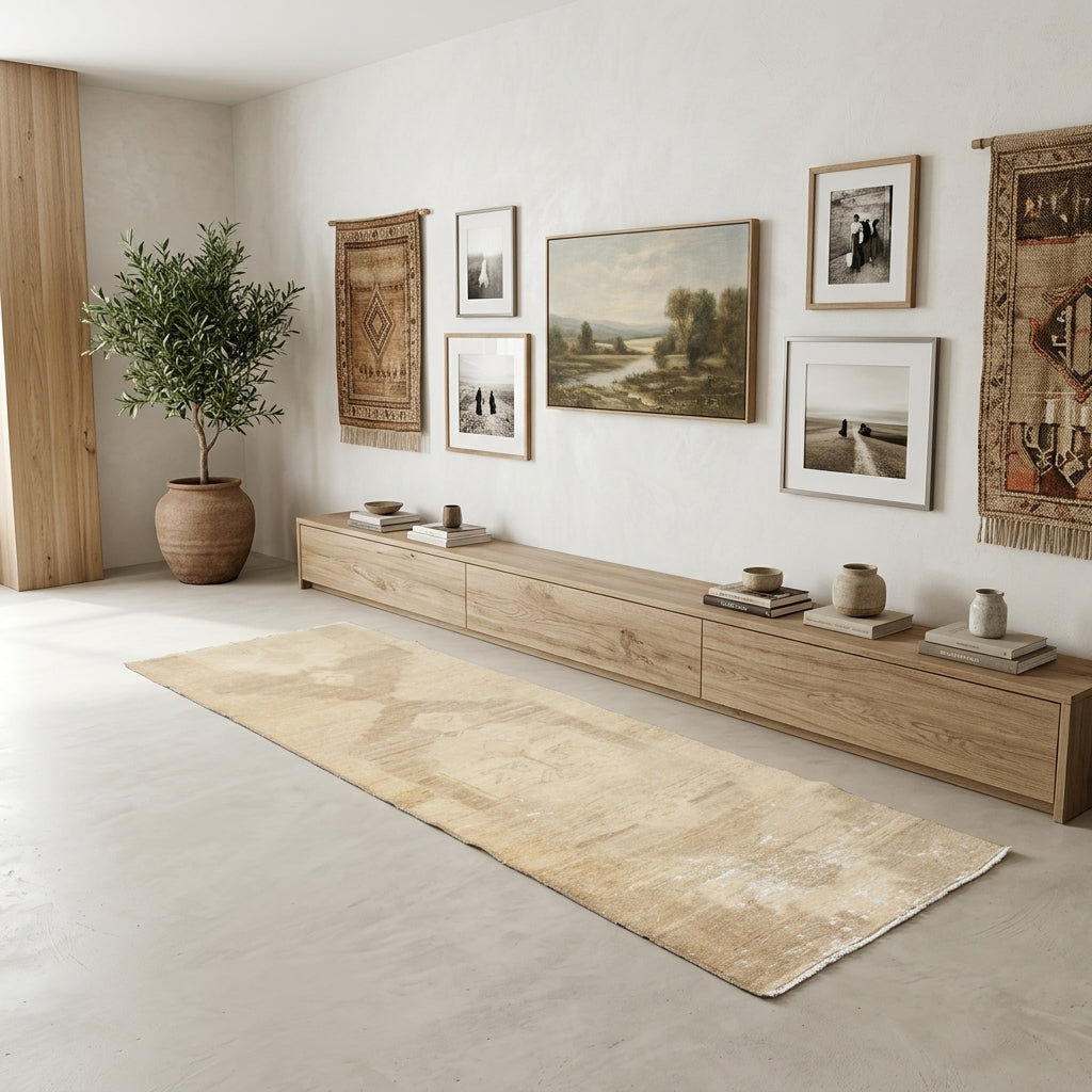Oriental pattern on the Selvibike vintage runner rug – handmade in Anatolia, Turkey
