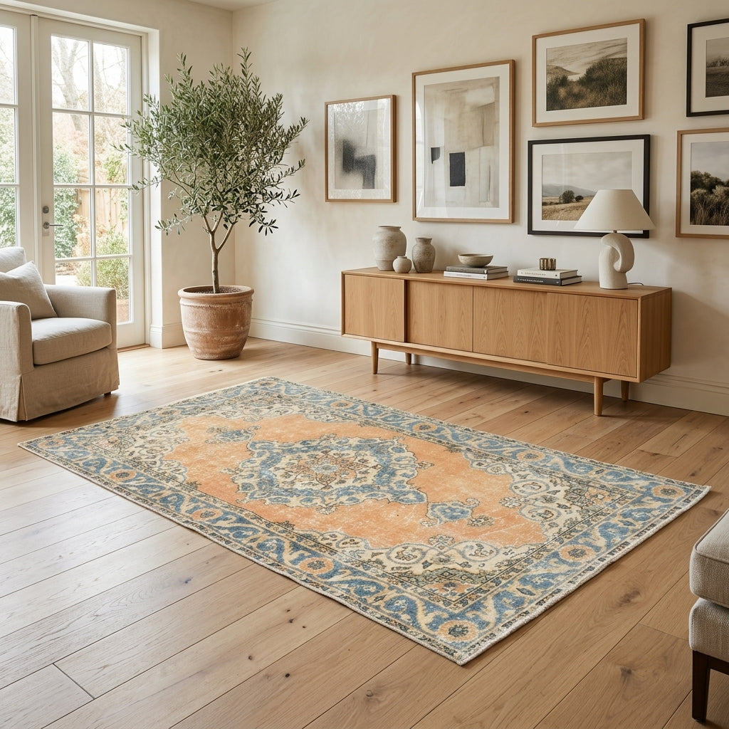 Oriental pattern on the Agathokome vintage area rug – handmade in Anatolia, Turkey
