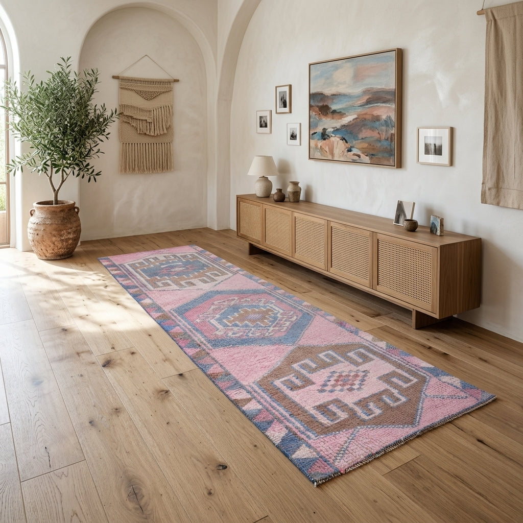 Oriental pattern on the Sebnem vintage runner rug – handmade in Anatolia, Turkey