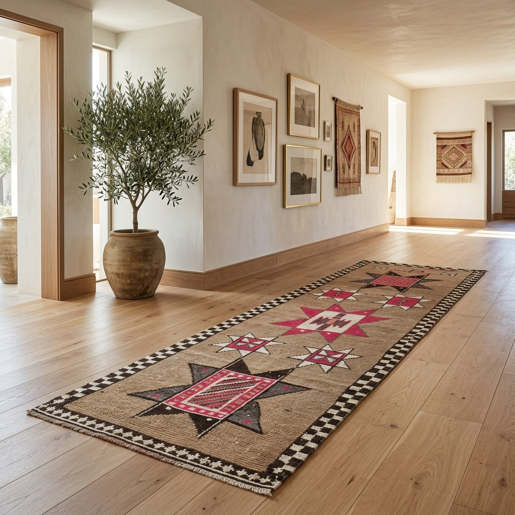 Oriental pattern on the Safirpezir vintage runner rug – handmade in Anatolia, Turkey