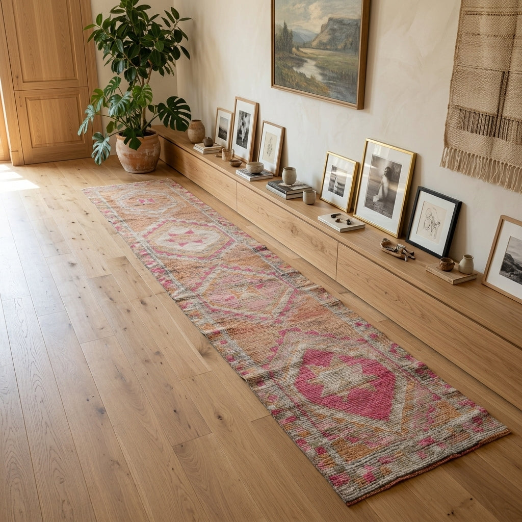 Oriental pattern on the Safasever vintage runner rug – handmade in Anatolia, Turkey