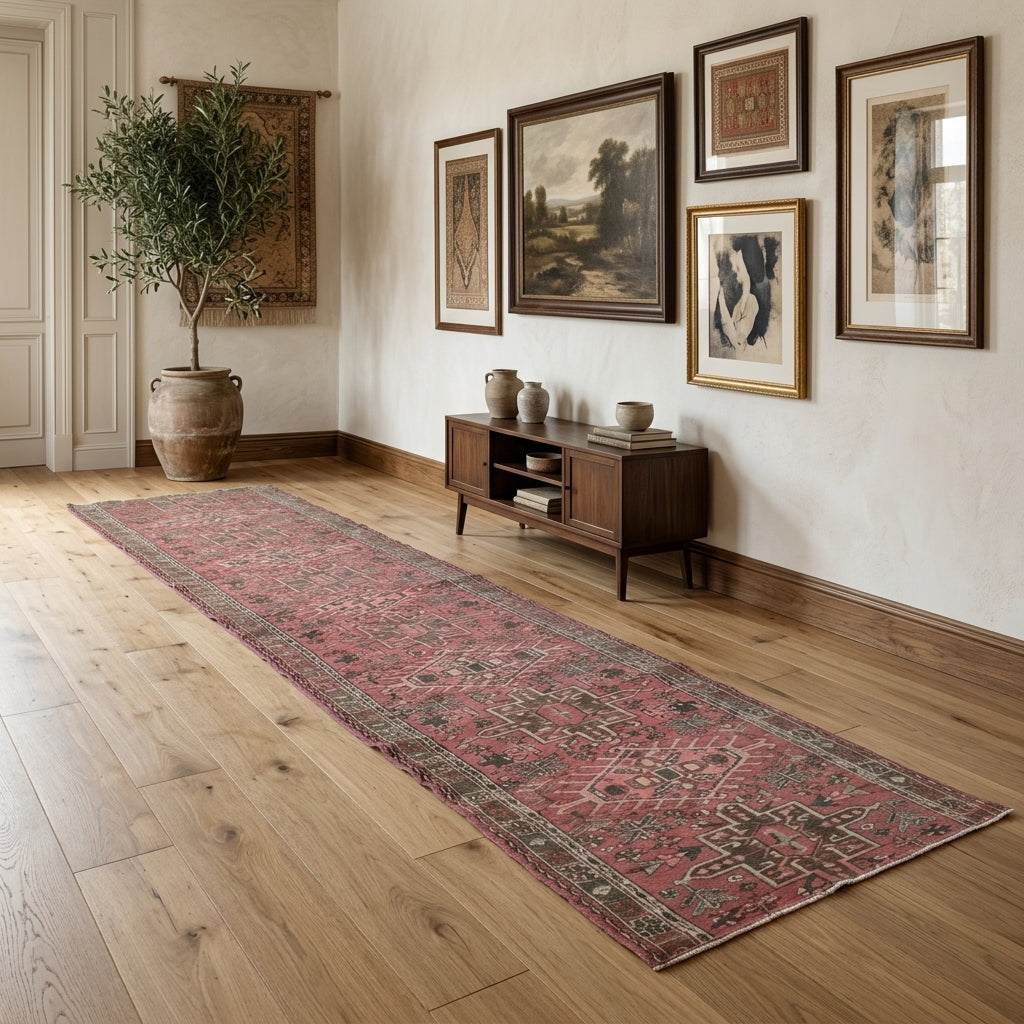 Oriental pattern on the Safapeyker vintage runner rug – handmade in Anatolia, Turkey