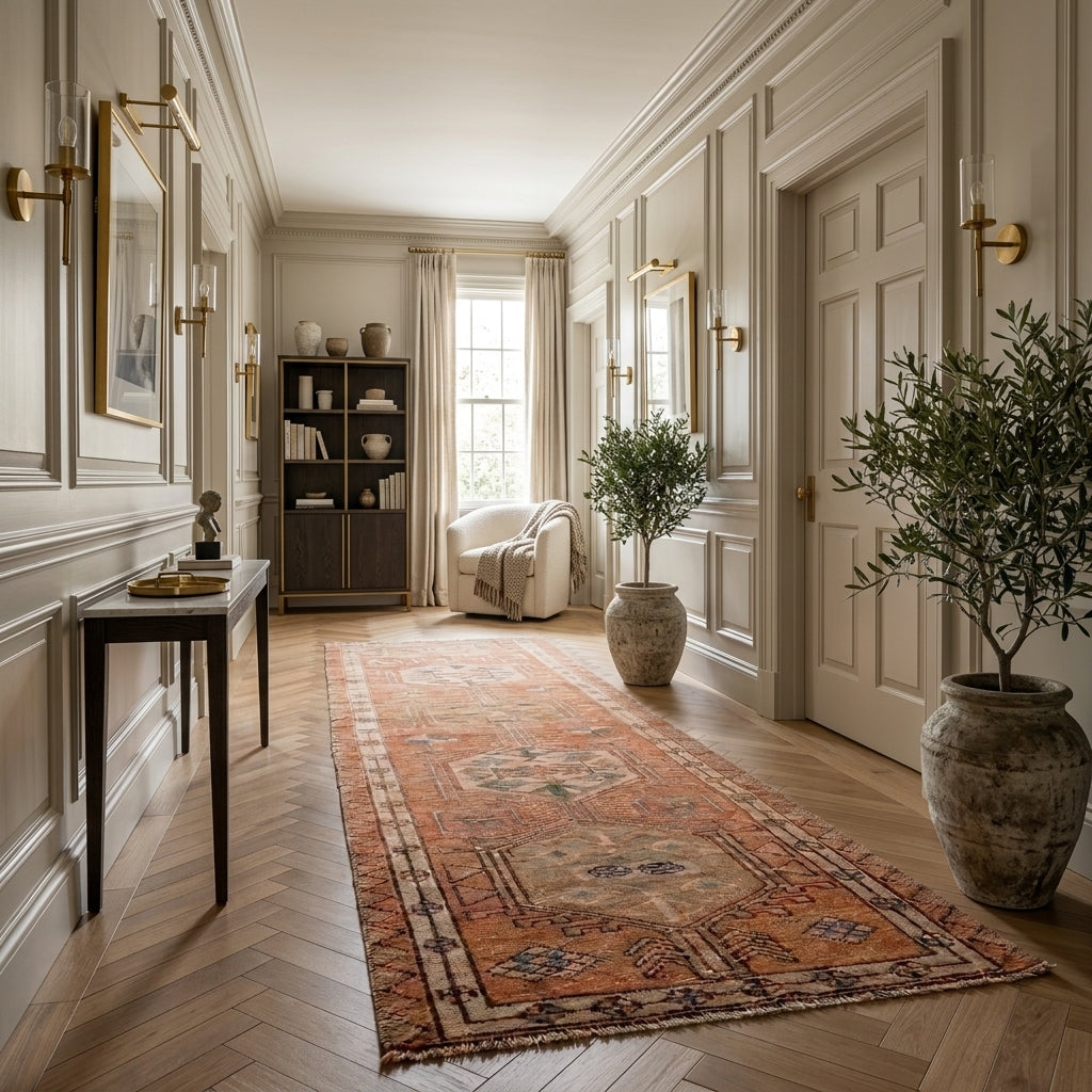 Solid pattern on the Berrakcihan vintage patchwork area rug – handmade in Anatolia, Turkey