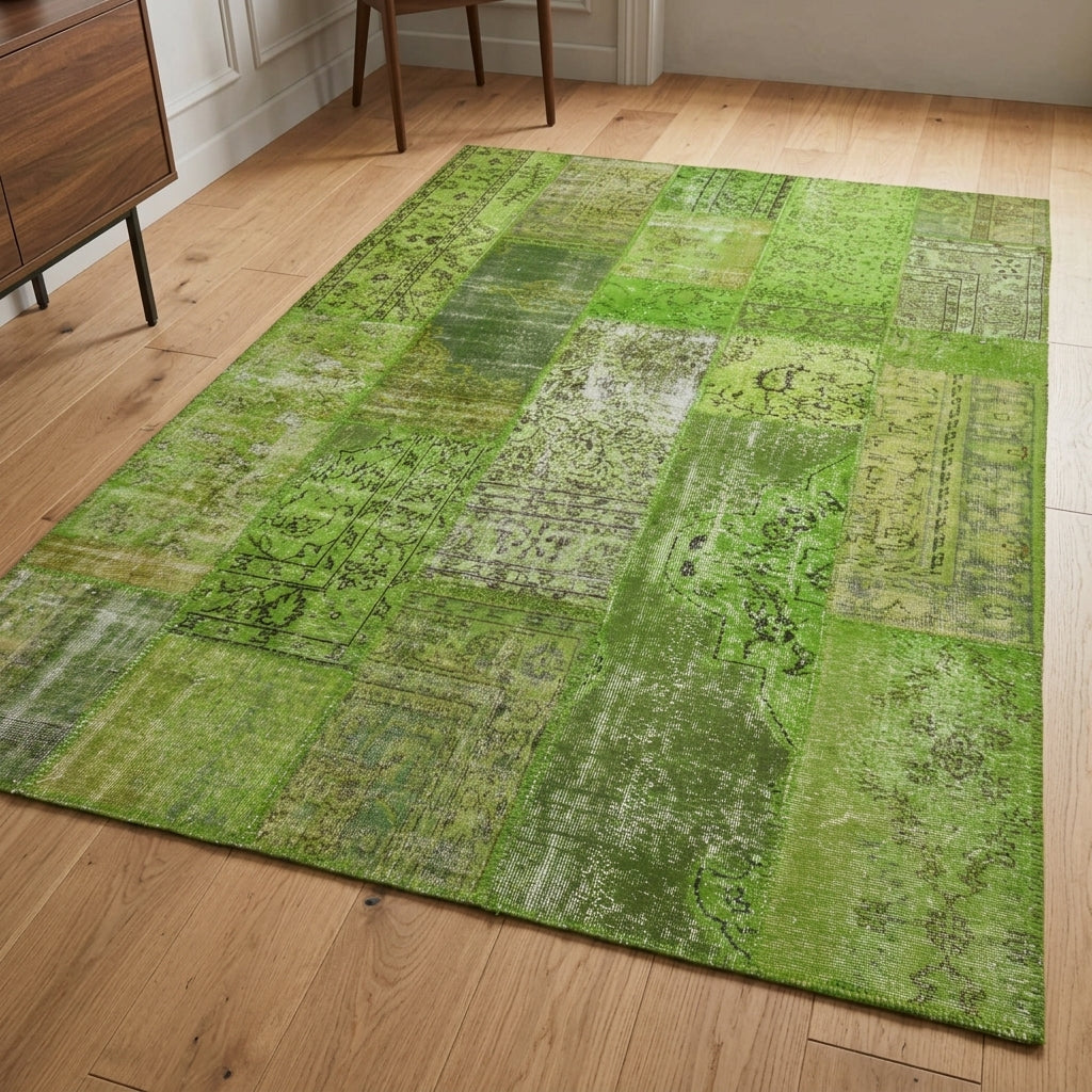 Floral pattern on the Chrysokome vintage patchwork area rug – handmade in Anatolia, Turkey