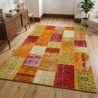 Floral pattern on the Charitomira vintage patchwork area rug – handmade in Anatolia, Turkey