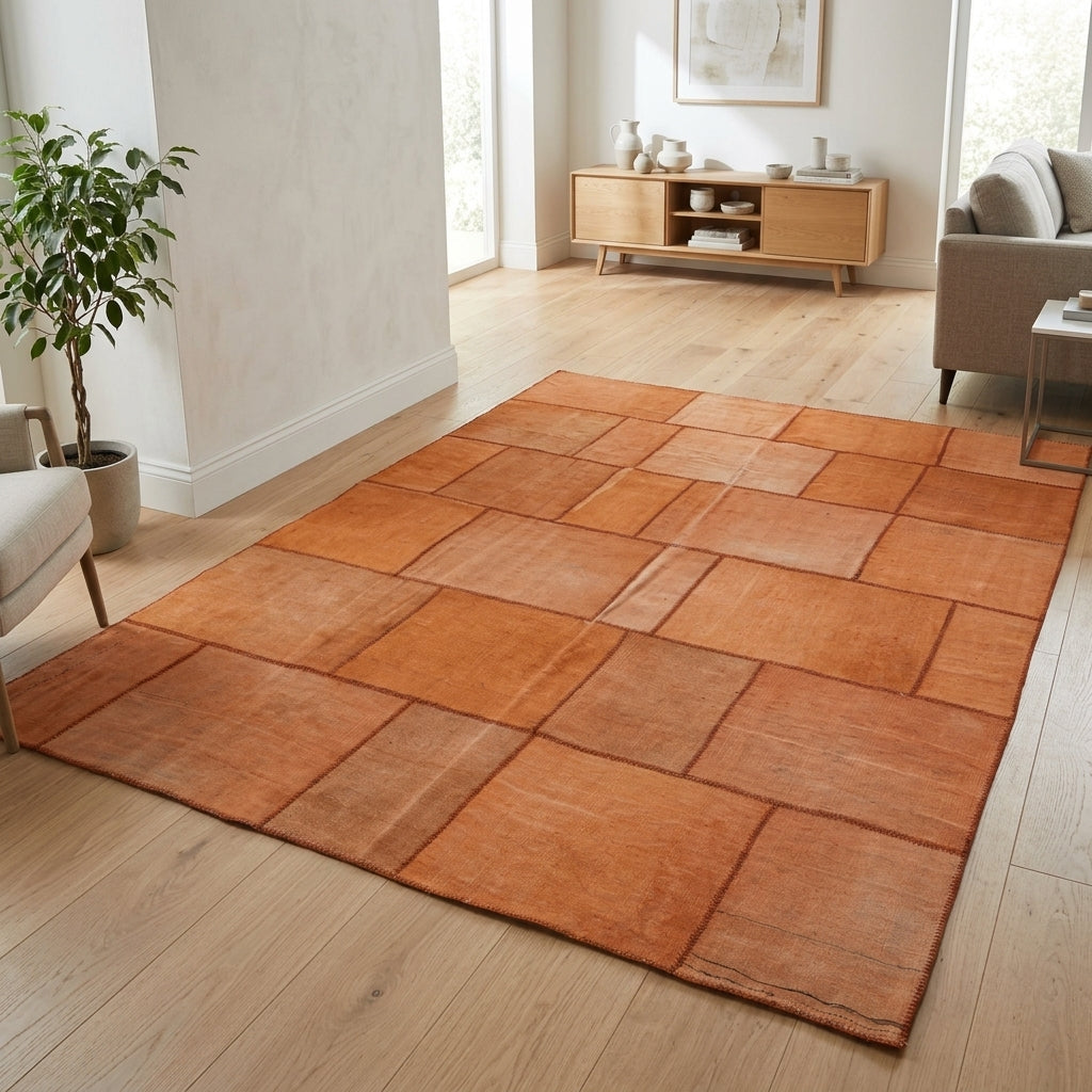 Solid pattern on the Parisan vintage kilim rug – handwoven flatweave in Anatolia, Turkey