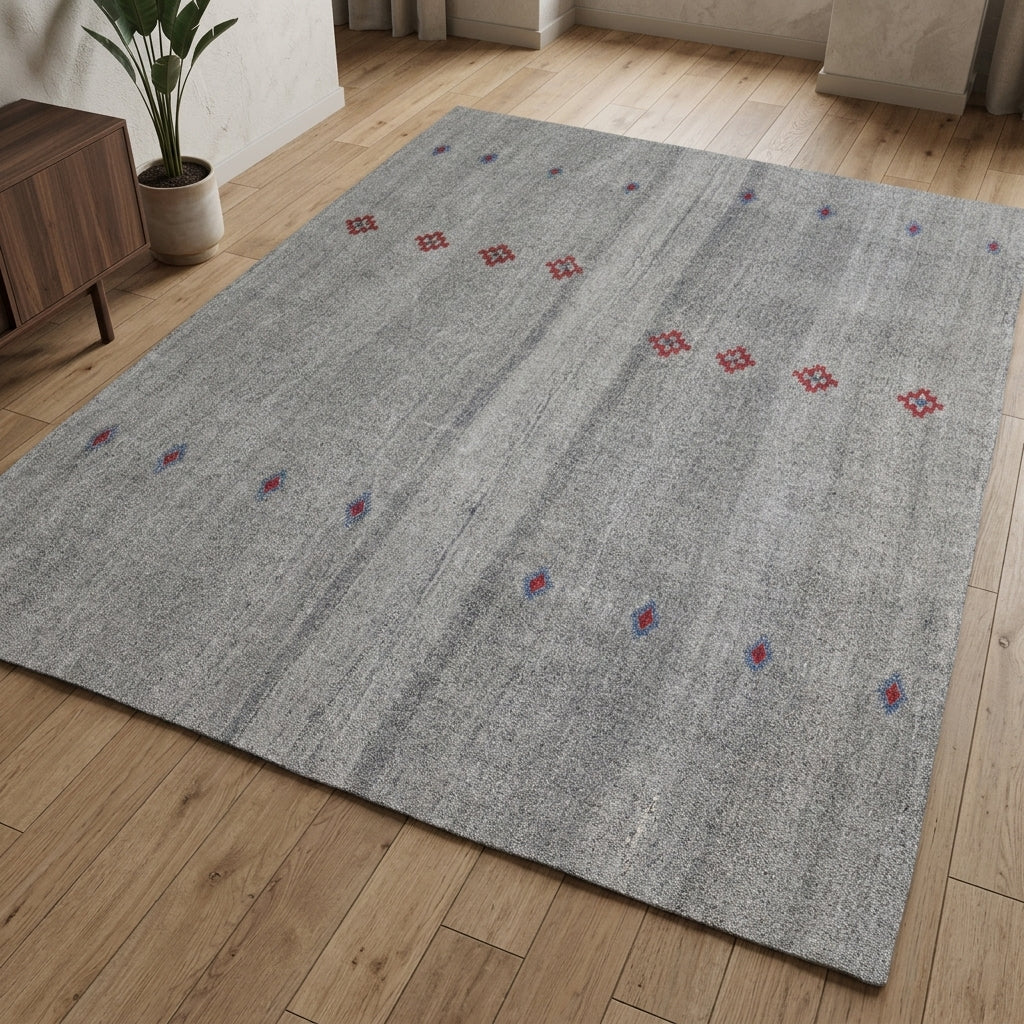 Dot pattern on the Euboea vintage kilim rug – handwoven flatweave in Anatolia, Turkey