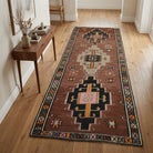 Ikat pattern on the Lysithalia vintage kilim runner rug – handwoven flatweave in Anatolia, Turkey