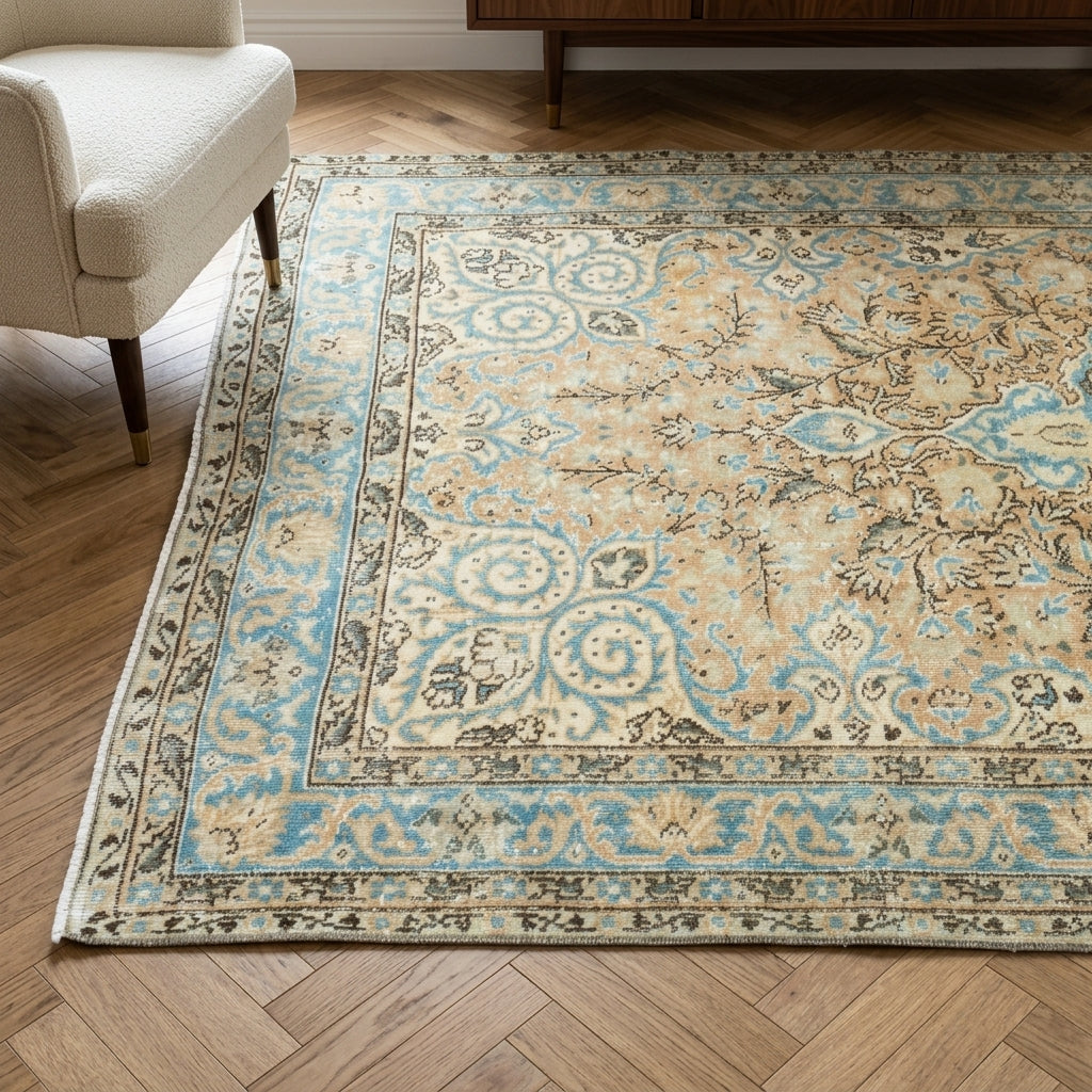 Oriental pattern on the Asterophile vintage area rug – handmade in the Persian region