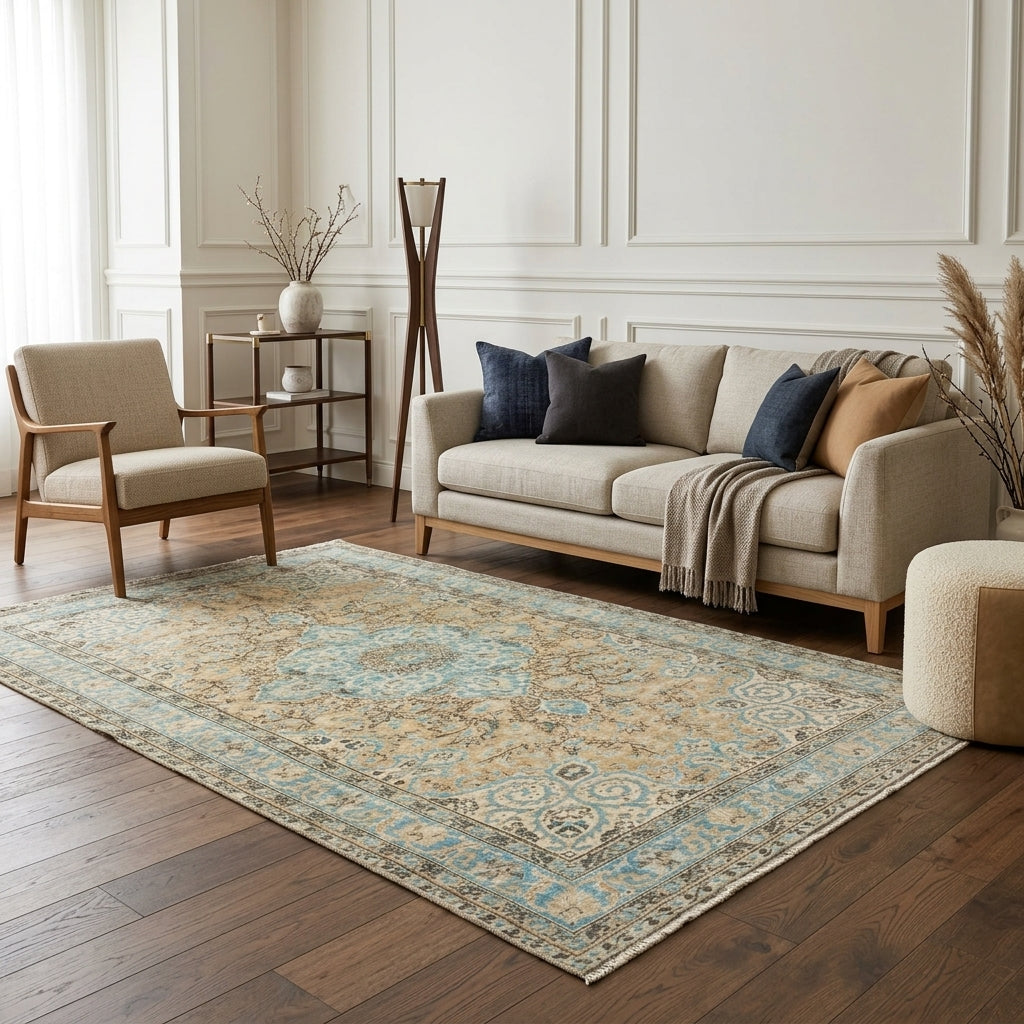 Oriental pattern on the Asterophile vintage area rug – handmade in the Persian region