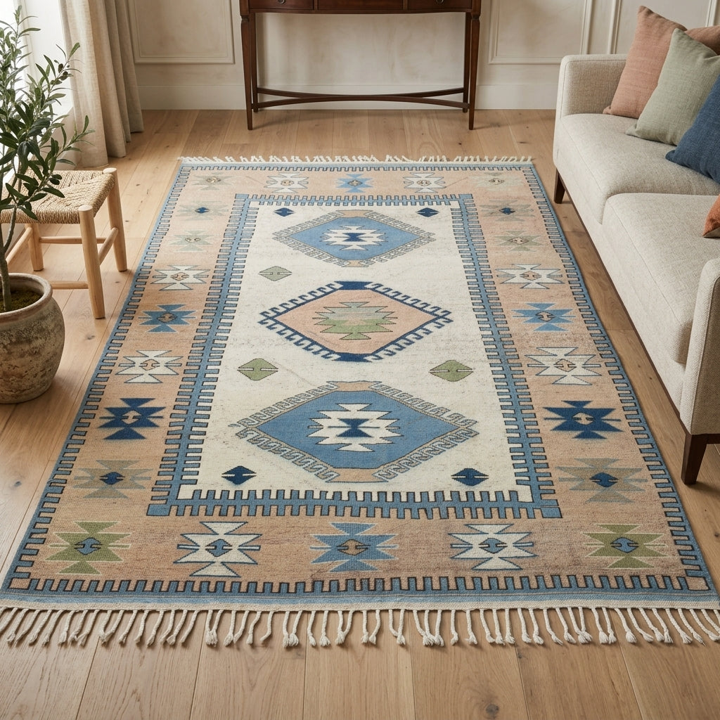 Oriental pattern on the Eriksu vintage area rug – handmade in Anatolia, Turkey
