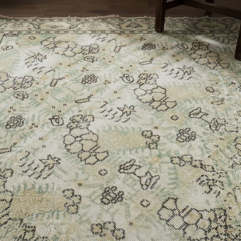 Oriental pattern on the Elmasruh vintage area rug – handmade in Anatolia, Turkey