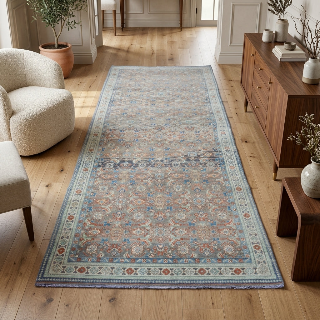 Oriental pattern on the Nevpeyker vintage runner rug – handmade in Anatolia, Turkey