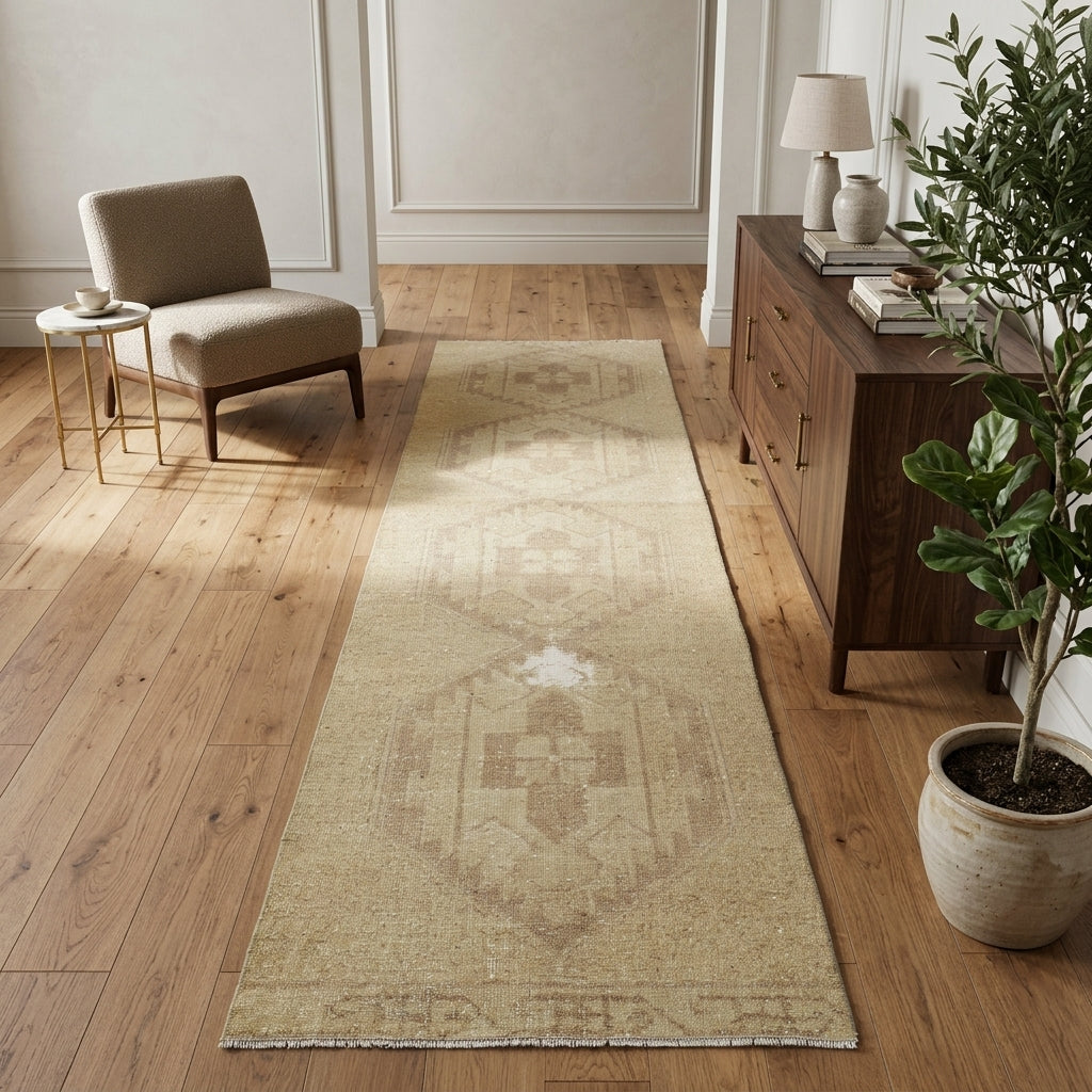 Oriental pattern on the Nesrinban vintage runner rug – handmade in Anatolia, Turkey