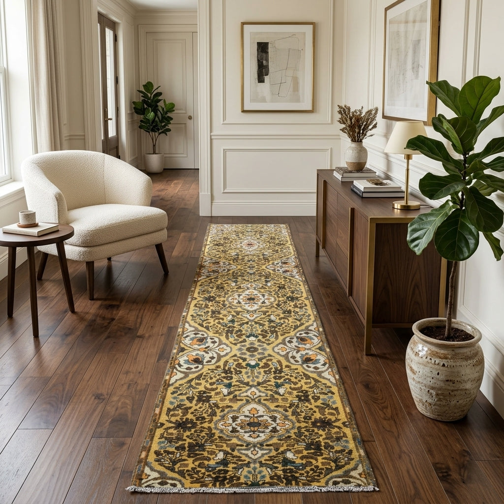 Oriental pattern on the Nergisnur vintage runner rug – handmade in Anatolia, Turkey