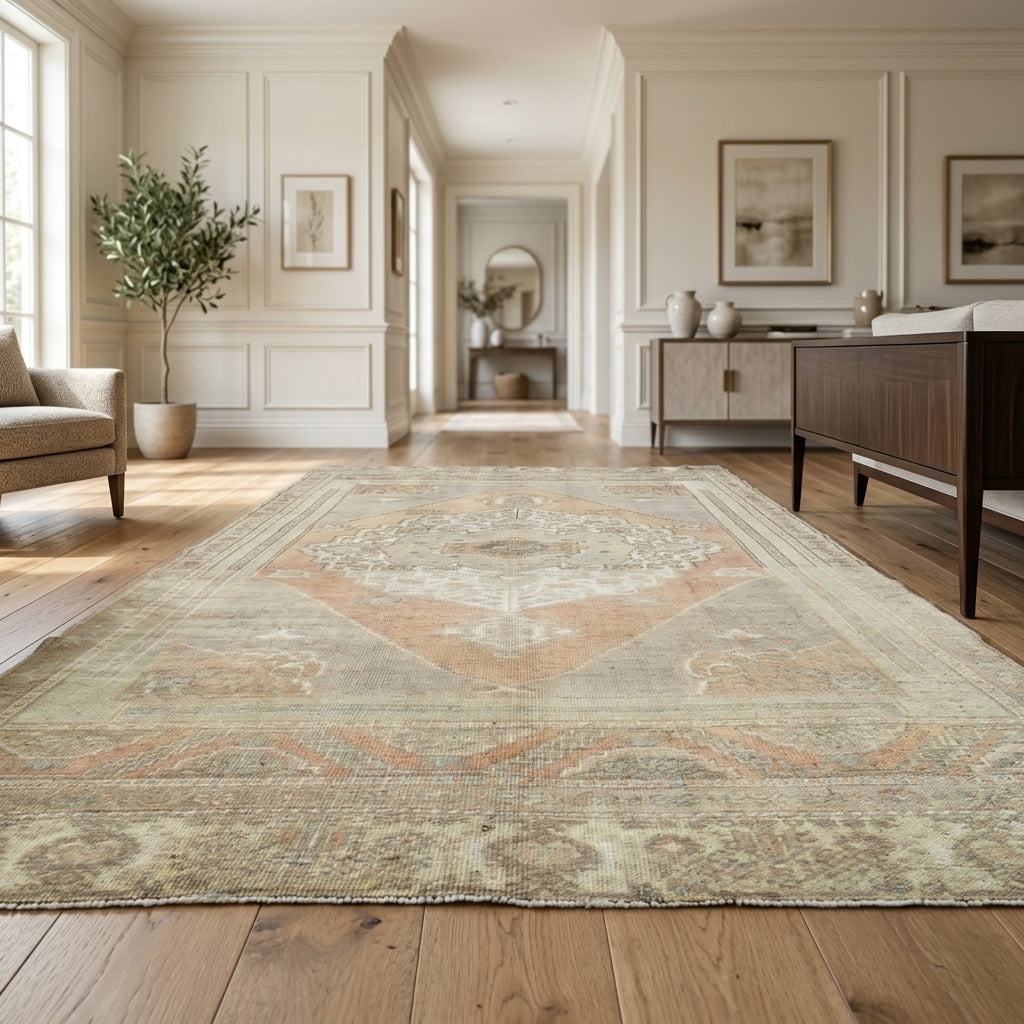 Oriental pattern on the Zerhayat vintage area rug – handmade in Anatolia, Turkey