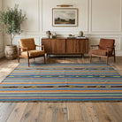 Striped pattern on the Kyanopheme vintage kilim rug – handwoven flatweave in Anatolia, Turkey