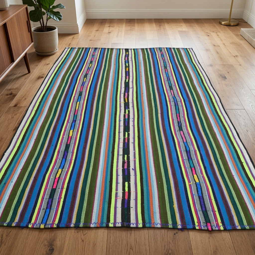 Striped pattern on the Hipposthene vintage kilim rug – handwoven flatweave in Anatolia, Turkey