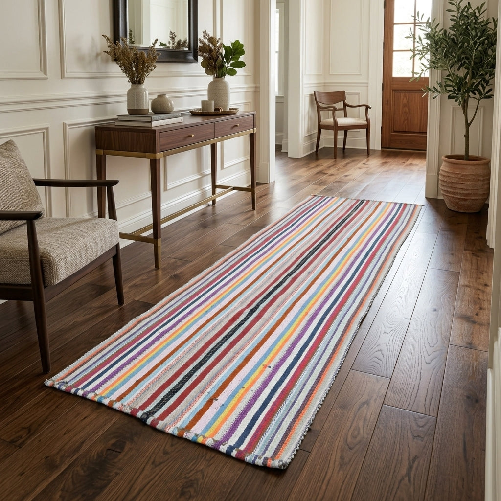 Striped pattern on the Kallipnoe vintage kilim rug – handwoven flatweave in Anatolia, Turkey