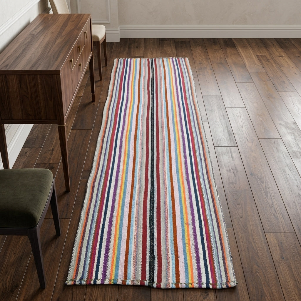 Striped pattern on the Kallipnoe vintage kilim rug – handwoven flatweave in Anatolia, Turkey