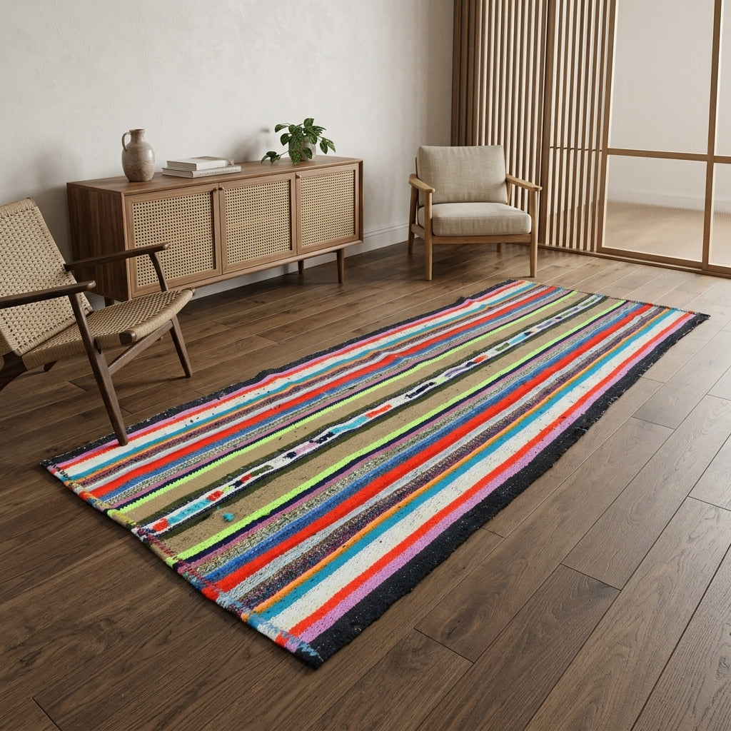 Striped pattern on the Kadifegul vintage kilim rug – handwoven flatweave in Anatolia, Turkey