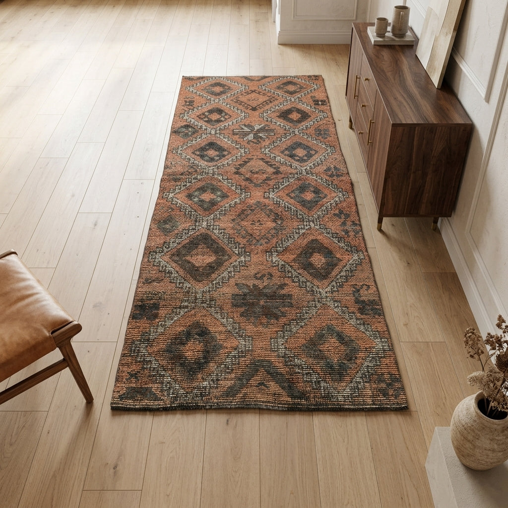 Oriental pattern on the Nigargul vintage runner rug – handmade in Anatolia, Turkey