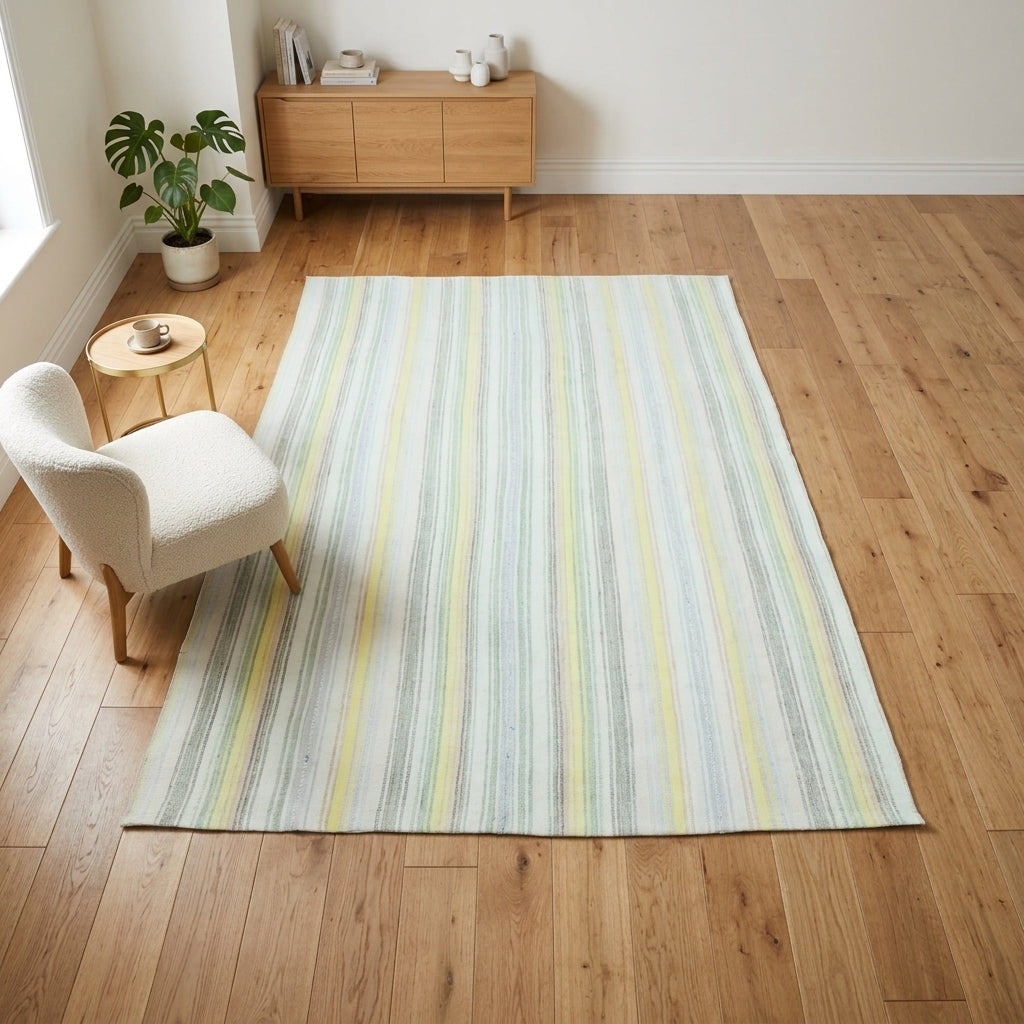 Striped pattern on the Hurremnur vintage kilim rug – handwoven flatweave in Anatolia, Turkey