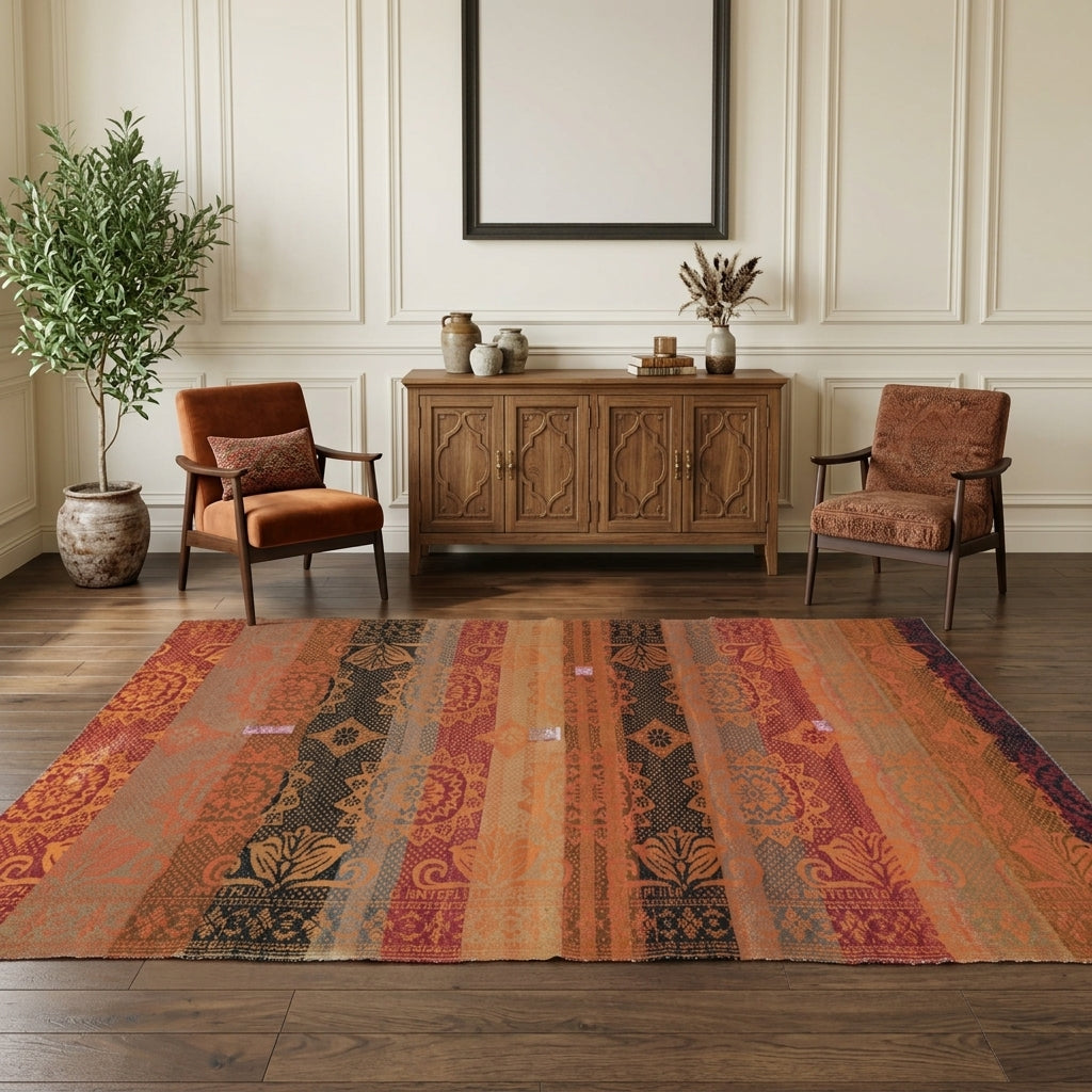 Tribal pattern on the Yelizsel vintage kilim rug – handwoven flatweave in Anatolia, Turkey