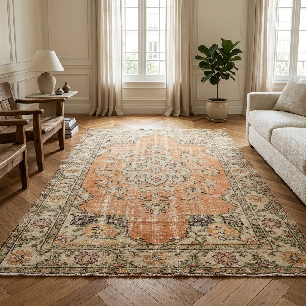 Oriental pattern on the Eleuthenesia vintage area rug – handmade in Anatolia, Turkey