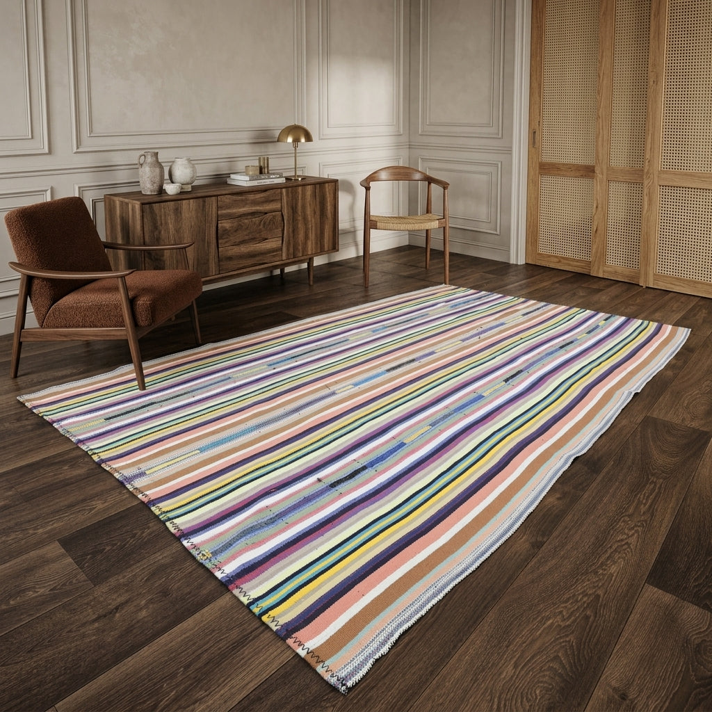 Striped pattern on the Yelizdil vintage kilim rug – handwoven flatweave in Anatolia, Turkey