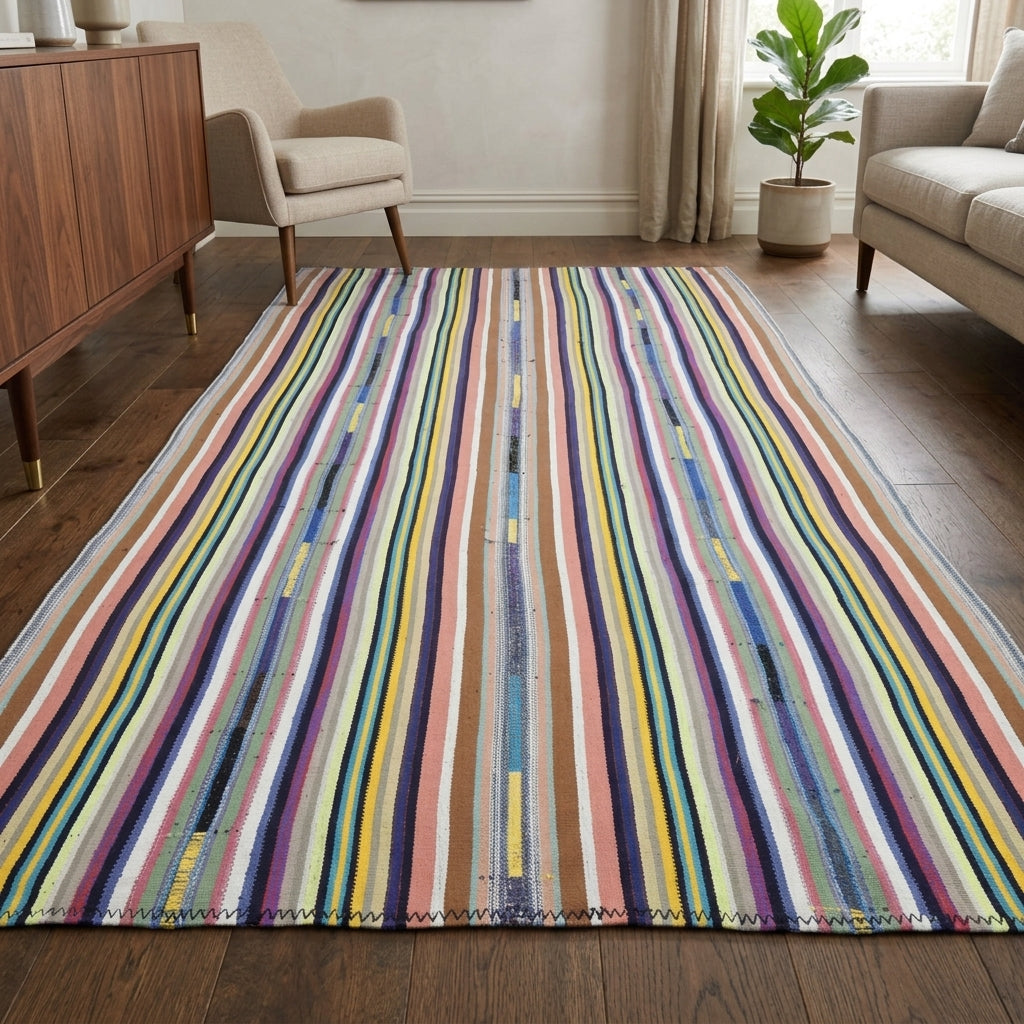 Striped pattern on the Yelizdil vintage kilim rug – handwoven flatweave in Anatolia, Turkey