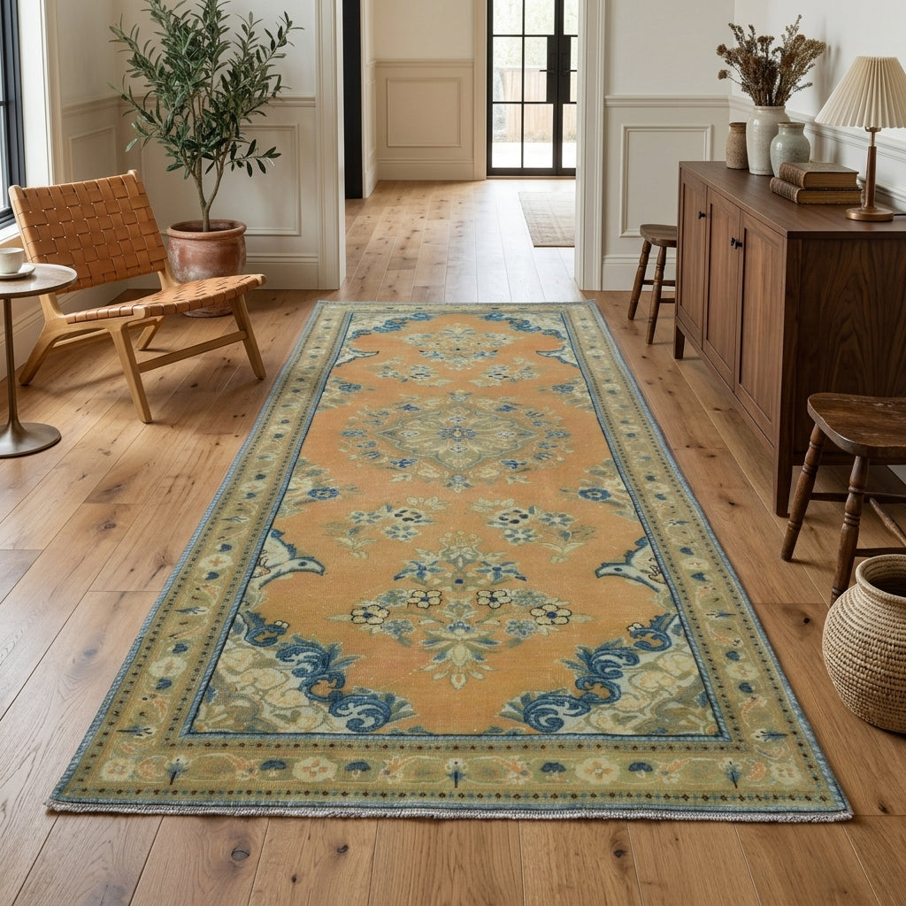 Oriental pattern on the Handegul vintage runner rug – handmade in the Persian region