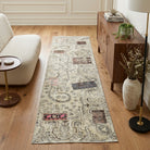 Floral pattern on the Heliolampe vintage patchwork runner rug – handmade in Anatolia, Turkey