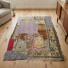 Abstract pattern on the Nergisperver vintage patchwork area rug – handmade in Anatolia, Turkey