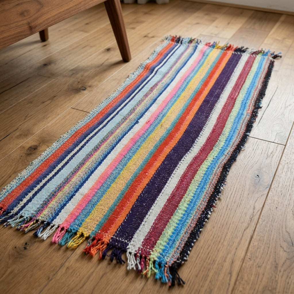 Striped pattern on the Irmakpezir vintage kilim runner rug – handwoven flatweave in Anatolia, Turkey